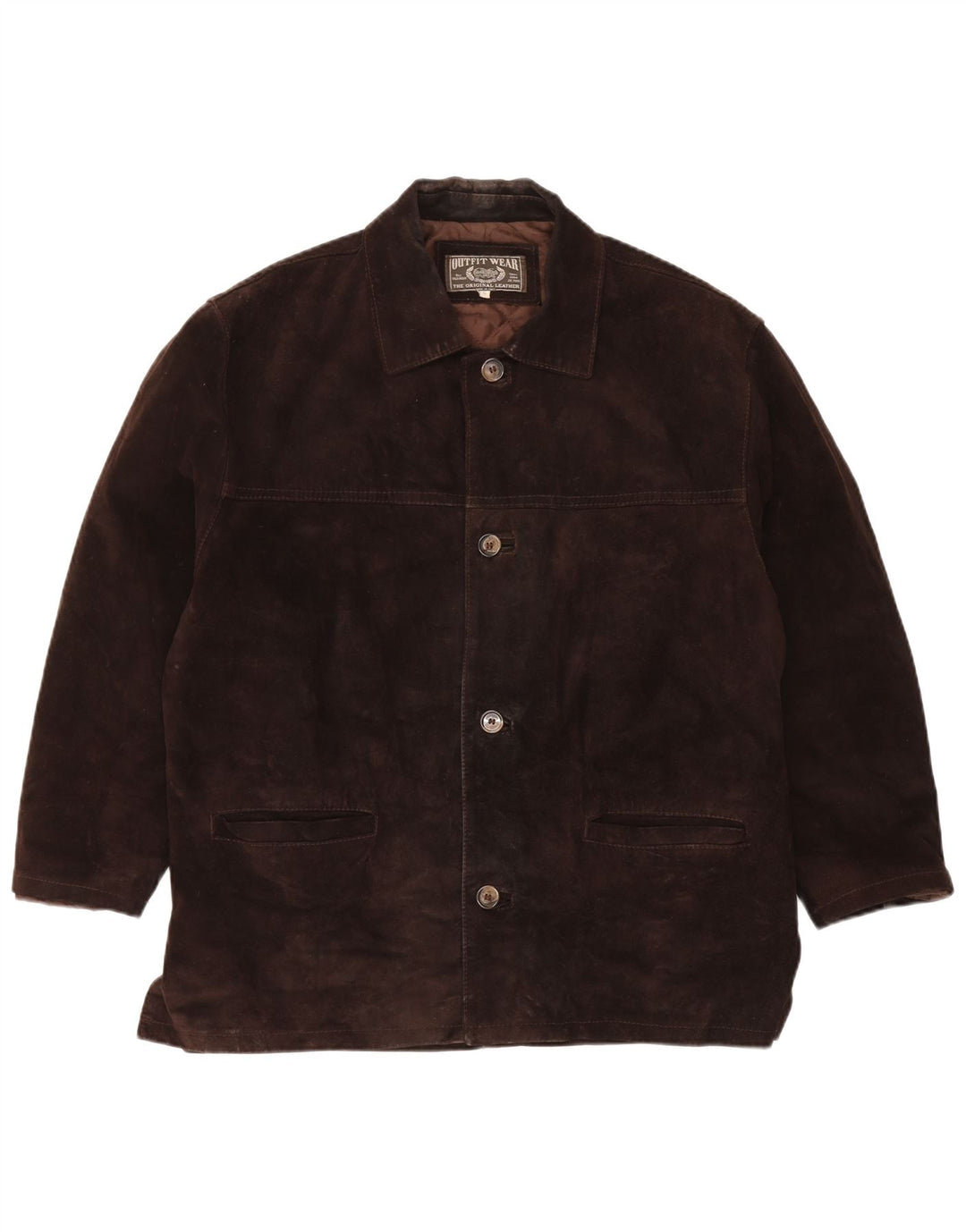 Giacca vintage in pelle scamosciata dal taglio ampio da uomo UK 36 piccola in pelle marrone