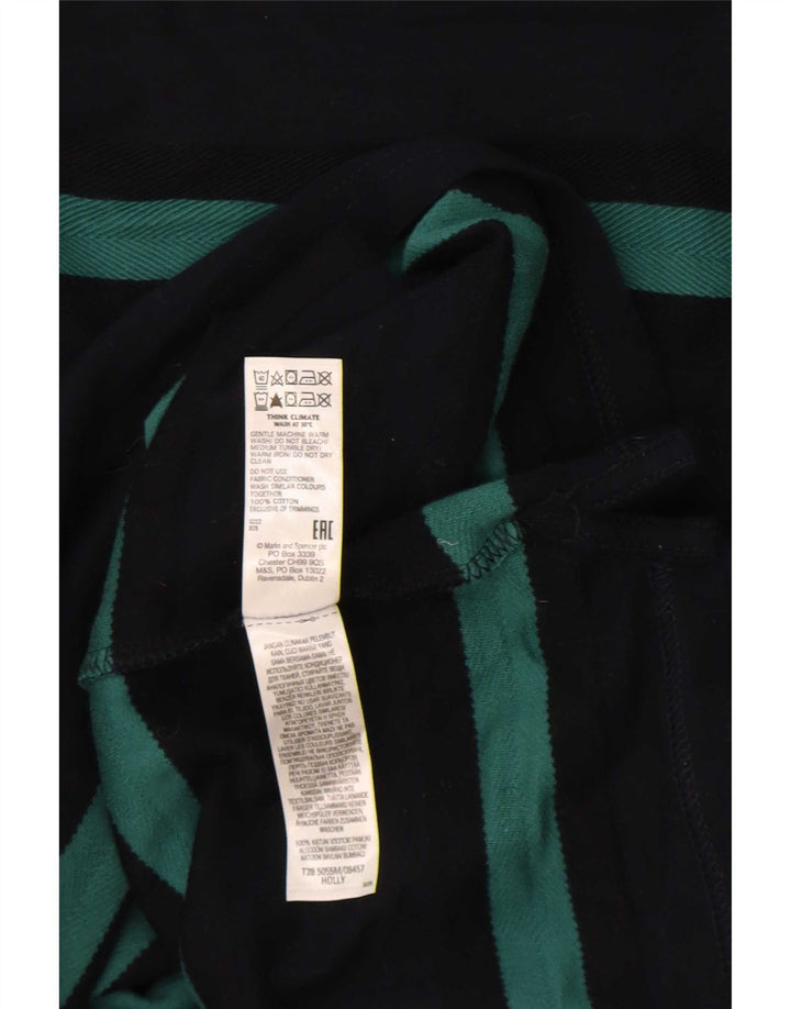 Marks & Spencer Top da uomo a maniche lunghe in cotone a righe grandi blu navy