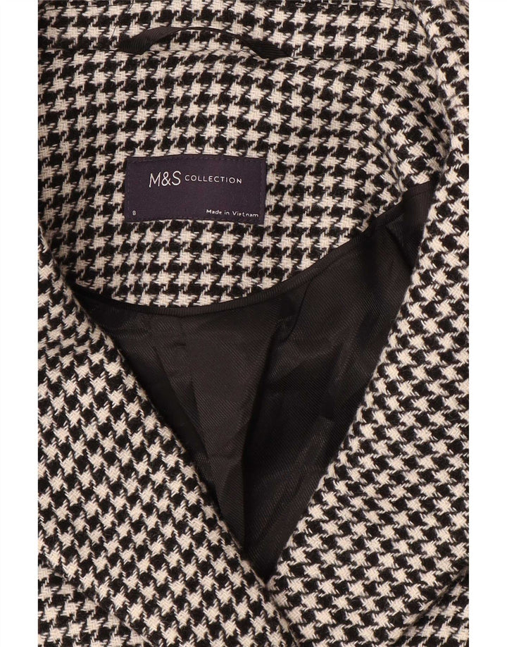 Cappotto doppiopetto da donna Marks & Spencer UK 8 piccolo pied de poule nero