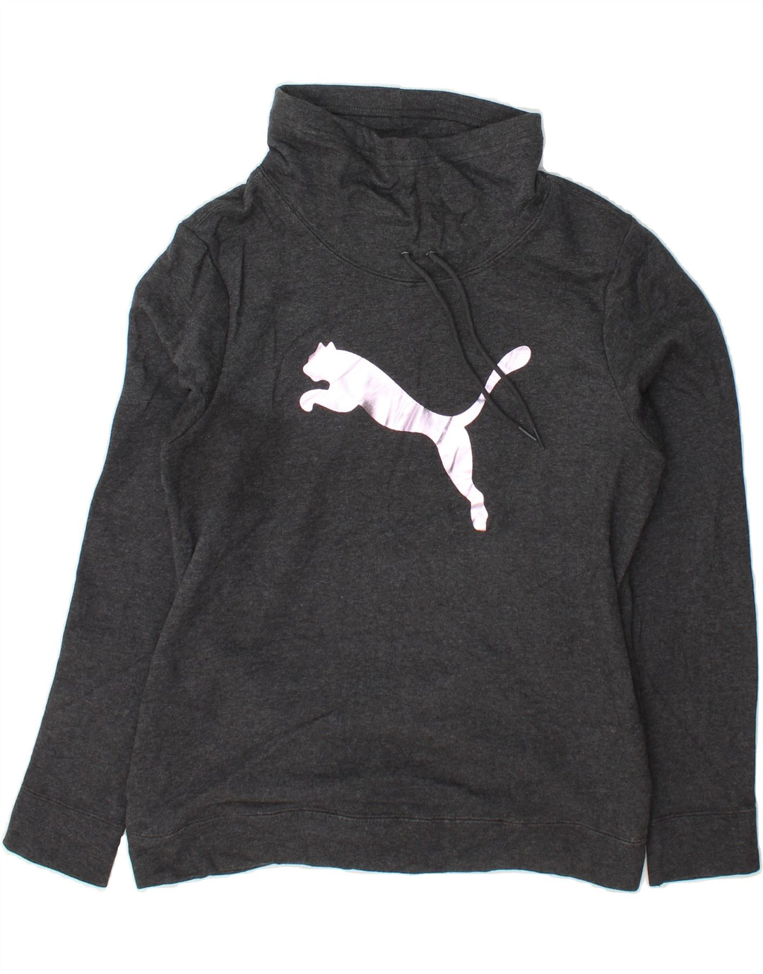 PUMA Womens Graphic Roll Neck Sweatshirt Jumper UK 14 Large Grey Cotton Vintage Puma and Second-Hand Puma from Messina Hembry 