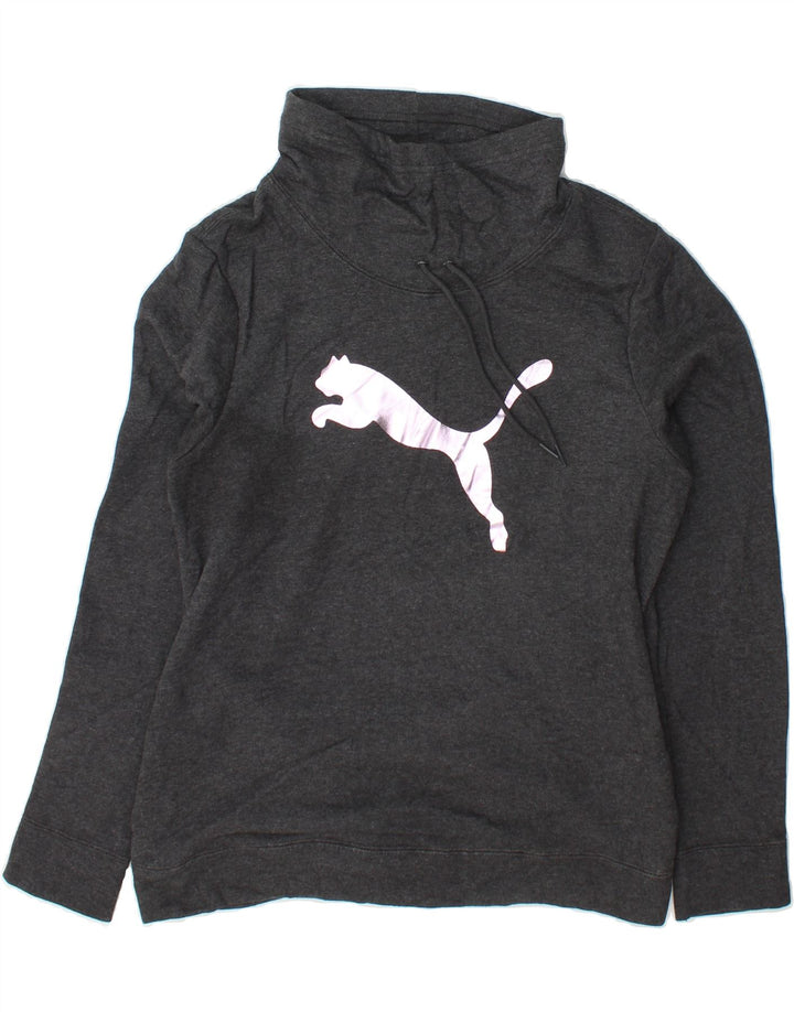 PUMA Womens Graphic Roll Neck Sweatshirt Jumper UK 14 Large Grey Cotton Vintage Puma and Second-Hand Puma from Messina Hembry 