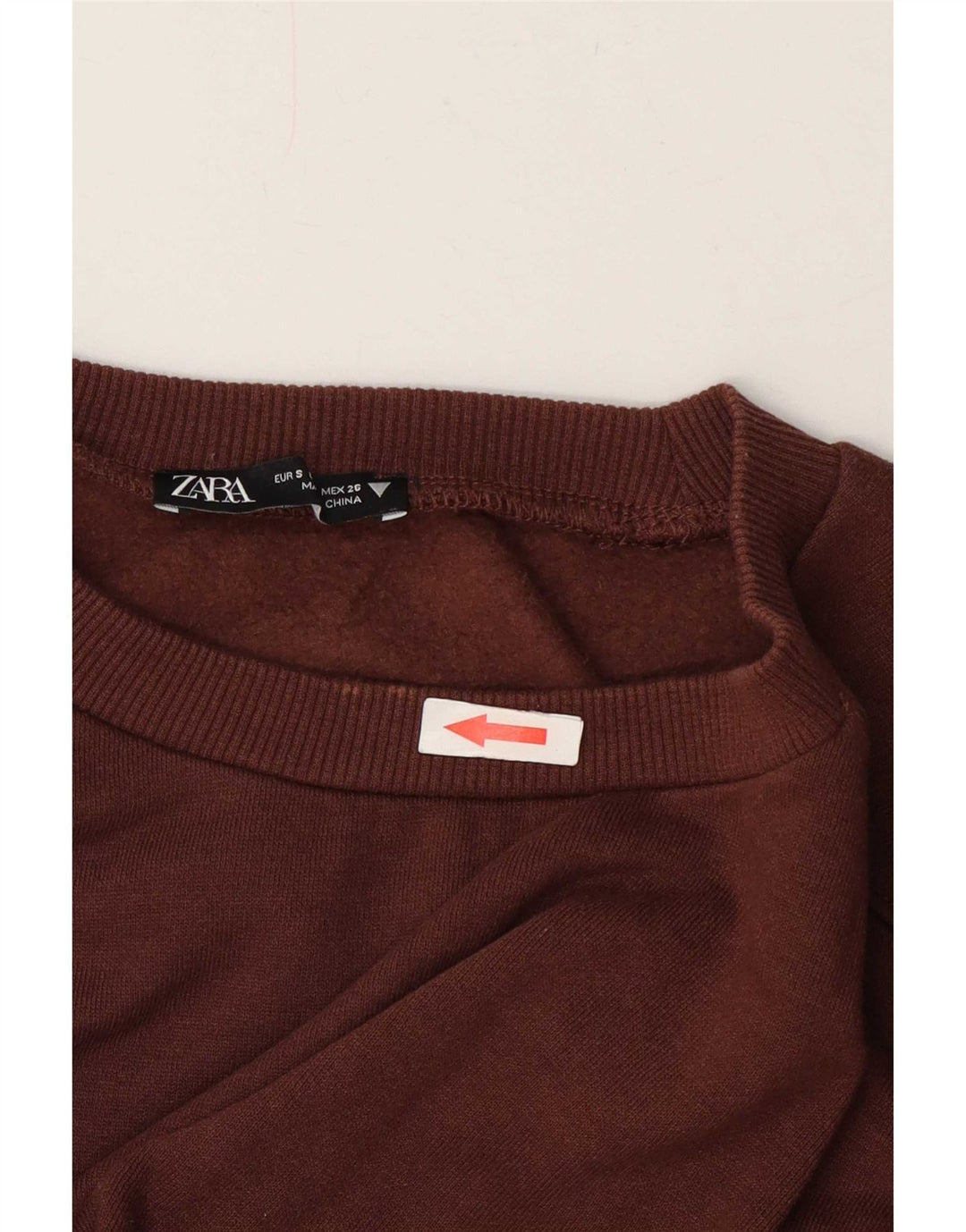 Felpa corta da donna Zara UK 10 piccola marrone