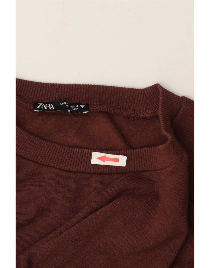 Felpa corta da donna Zara UK 10 piccola marrone