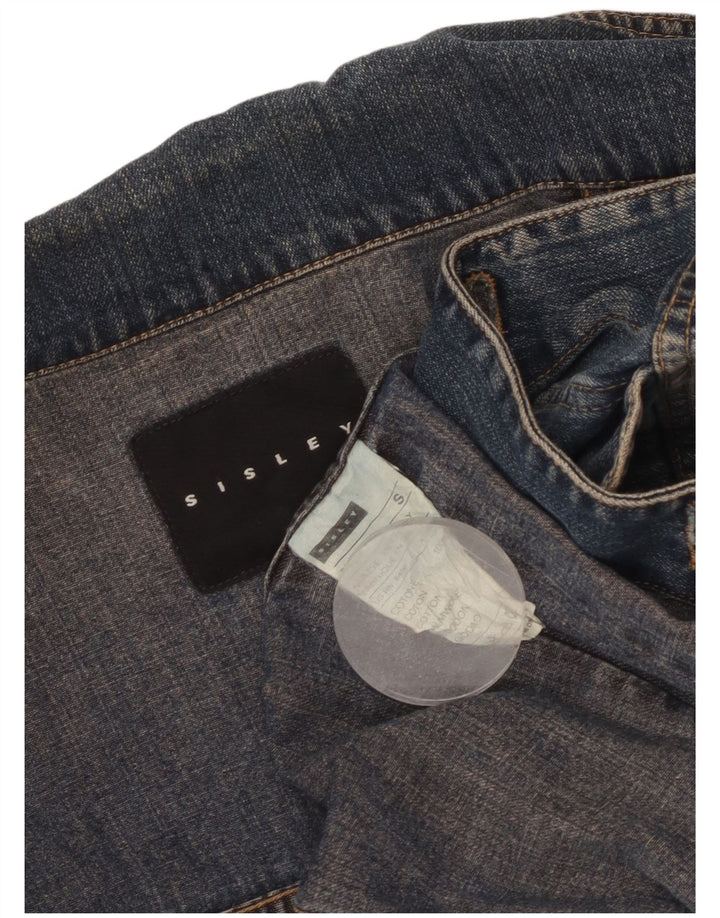 Giacca di jeans da donna SISLEY UK 10 piccola in cotone blu