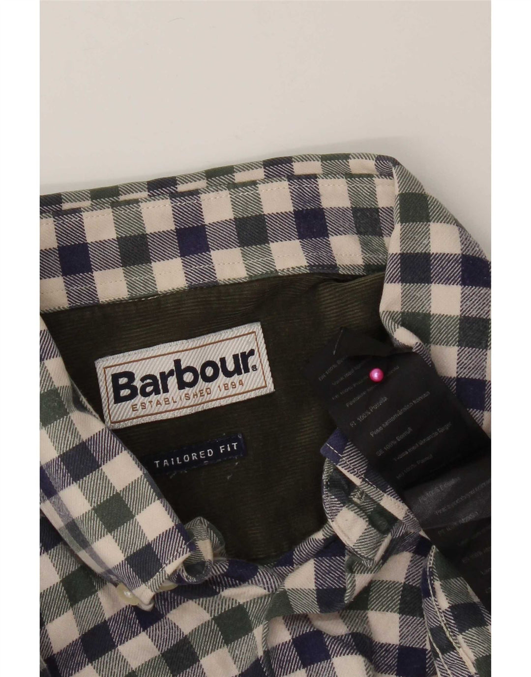 Barbour Uomo Camicia in flanella su misura in cotone a quadretti blu medio