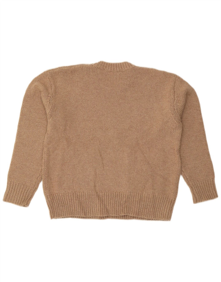 Maglione maglione girocollo oversize da donna Zara UK 10 piccolo poliestere beige