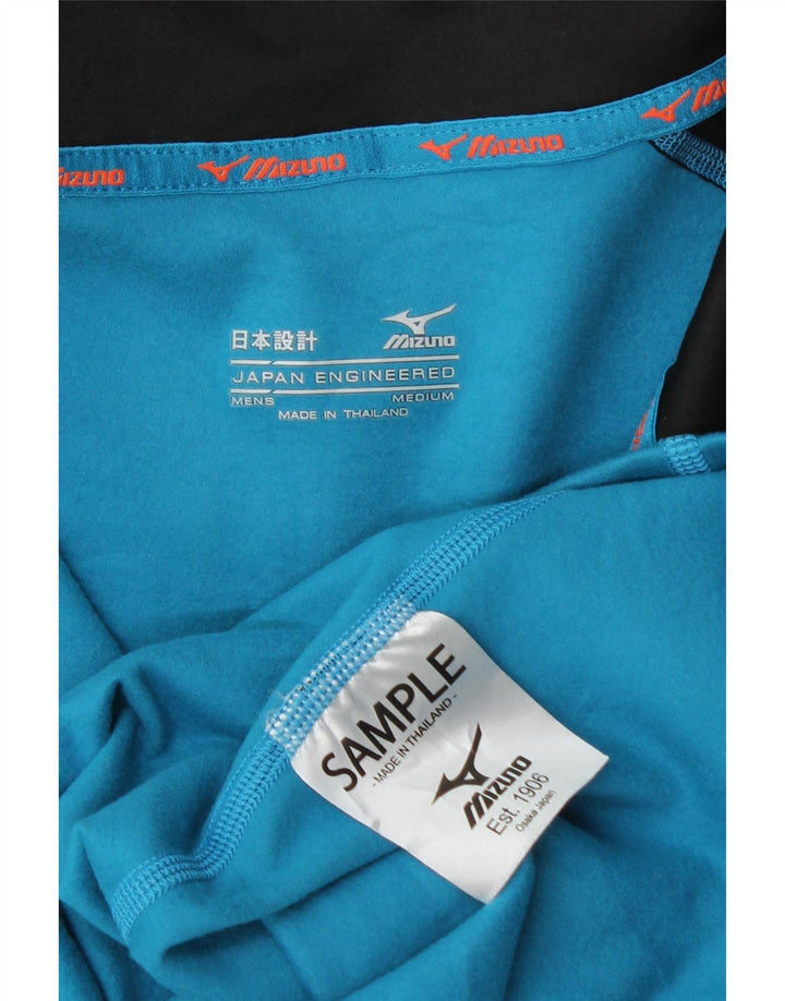 Top da tuta Mizuno da uomo con zip e collo in tinta unita blu medio