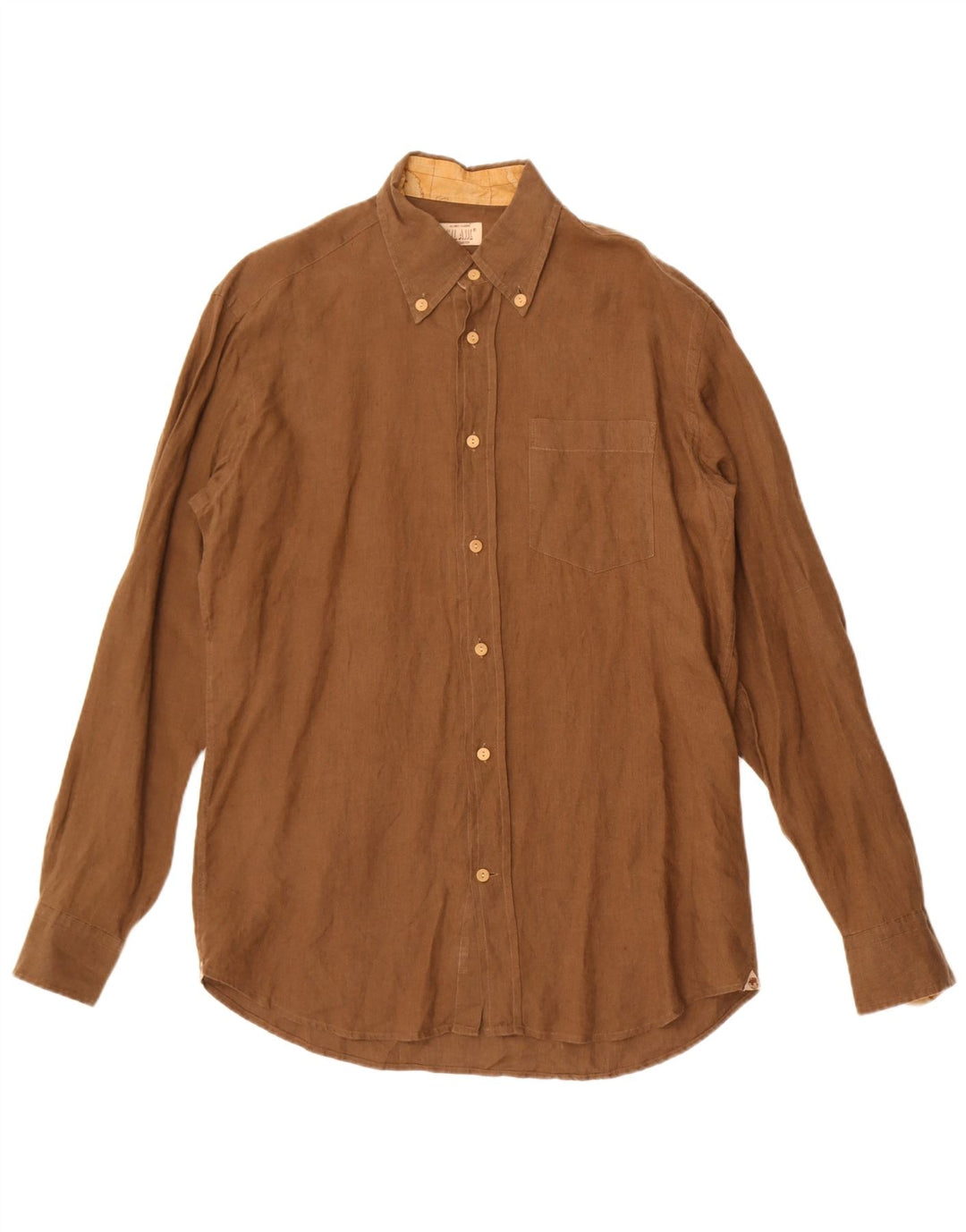 ALVIERO MARTINI Camicia da uomo taglia 40 Lino marrone medio