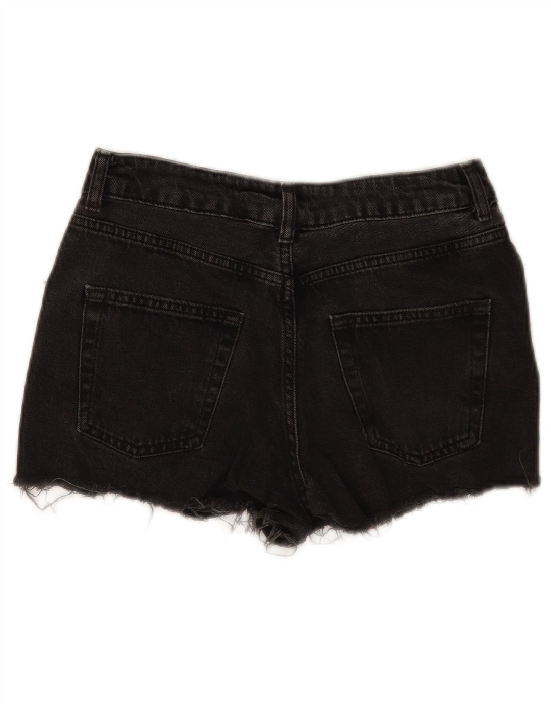 Topshop Pantaloncini di jeans invecchiati da donna W26 piccoli in cotone nero