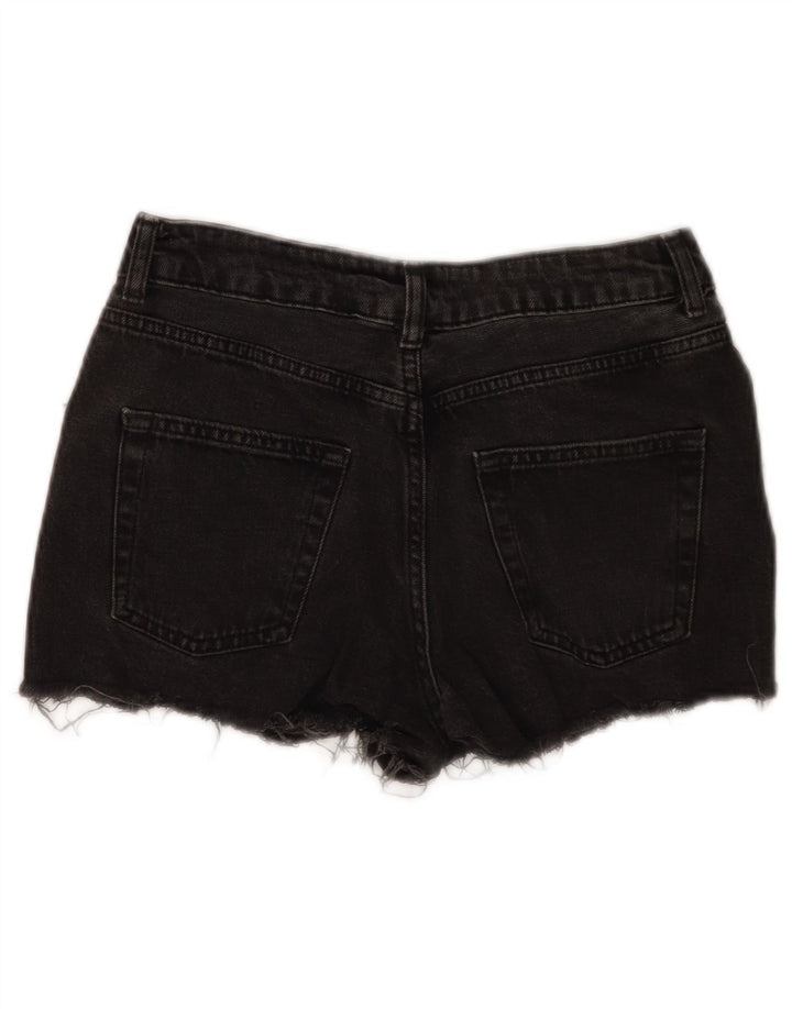 Topshop Pantaloncini di jeans invecchiati da donna W26 piccoli in cotone nero