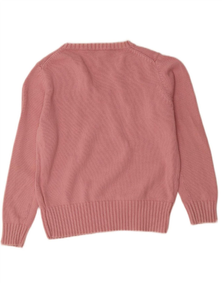 PACO Womens V-Neck Jumper Sweater UK 14 Medium Pink Cotton