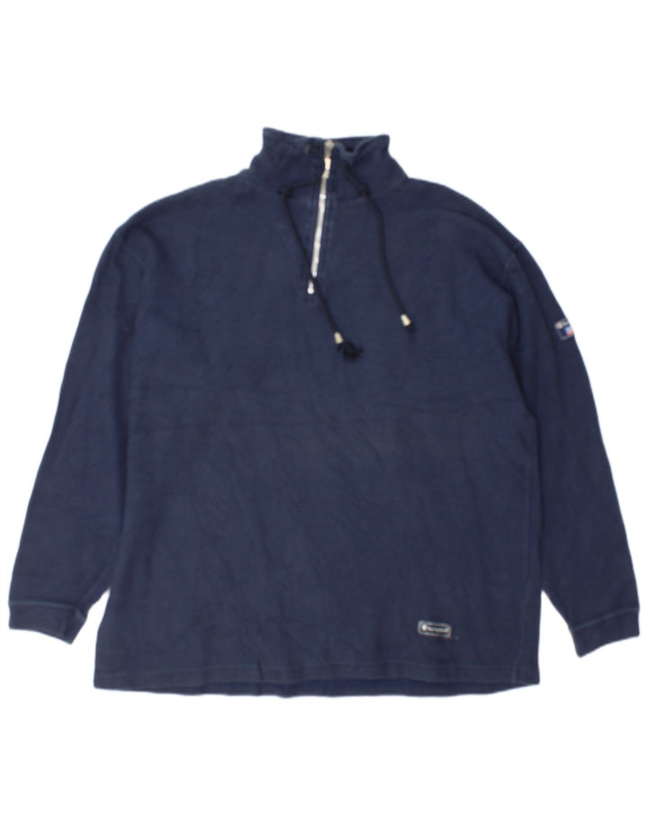 Felpa Champion da uomo con collo con zip, maglione grande, cotone blu navy