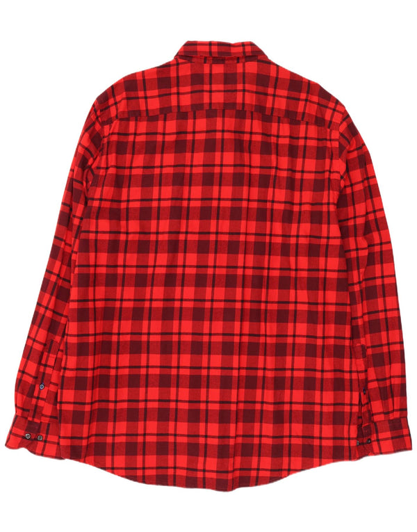 TOMMY HILFIGER Camicia da uomo in flanella vestibilità regolare 2XL Cotone a quadri rosso