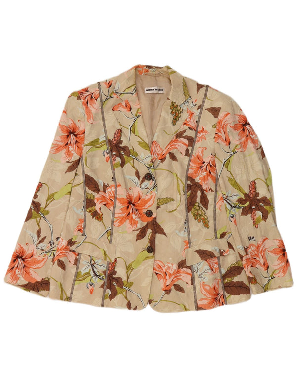 GERRY WEBER Giacca blazer da donna con maniche a 3/4 UK 20 2XL Beige floreale