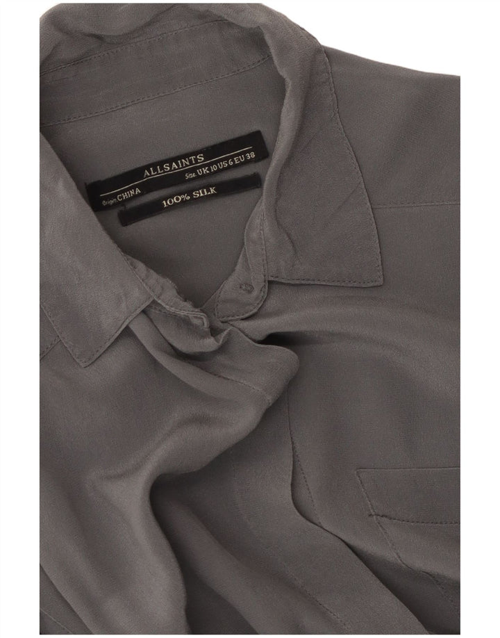 Abito chemisier oversize da donna ALL SAINTS UK 10 piccolo in seta grigia