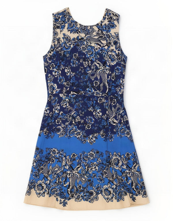 Desigual Abito da donna senza maniche a trapezio EU 38 Viscosa floreale blu medio
