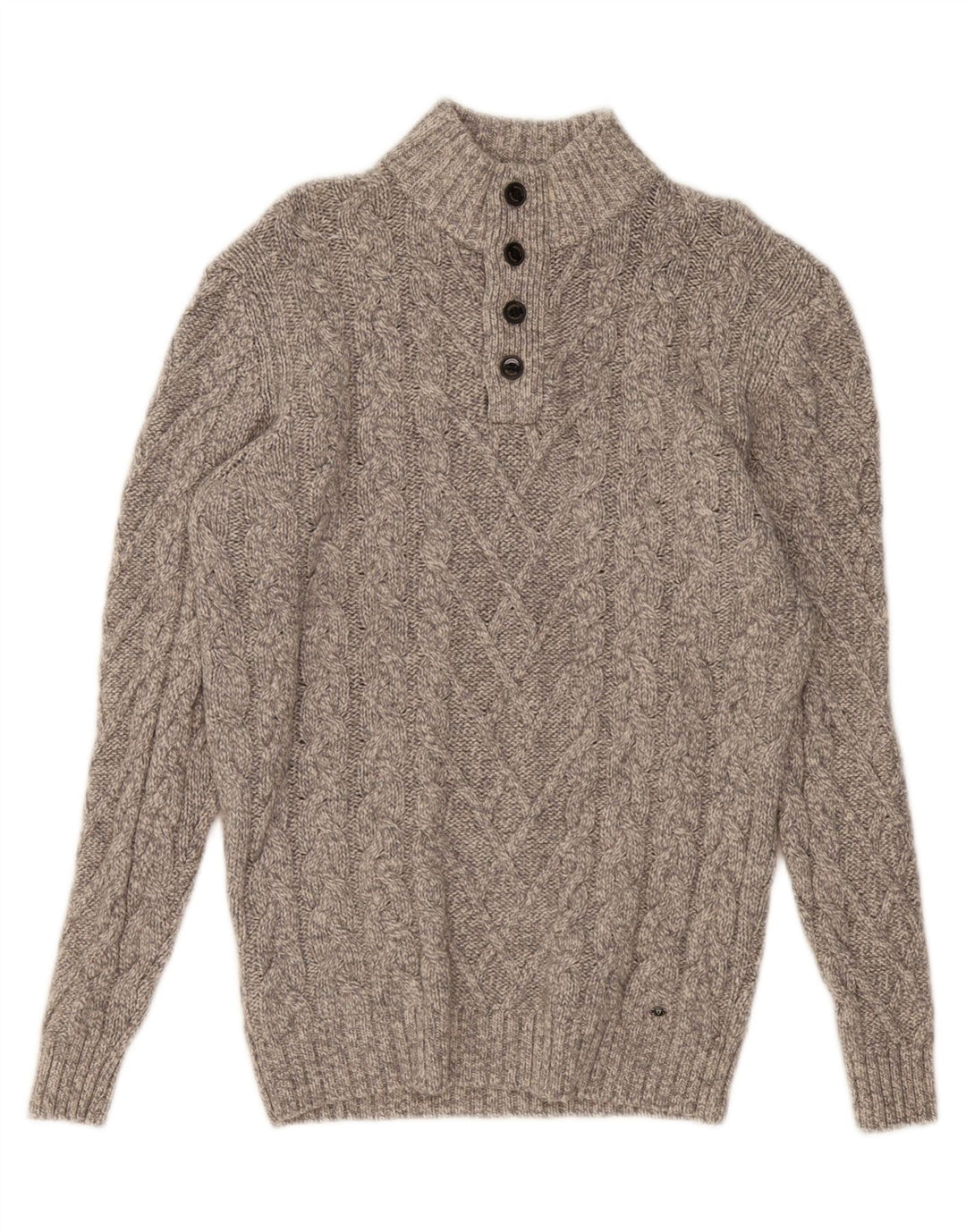 WESTBURY Maglione da uomo con collo a bottoni in lana grigio medio