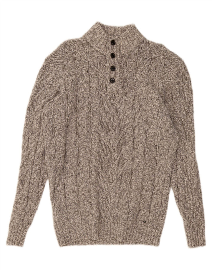 WESTBURY Maglione da uomo con collo a bottoni in lana grigio medio