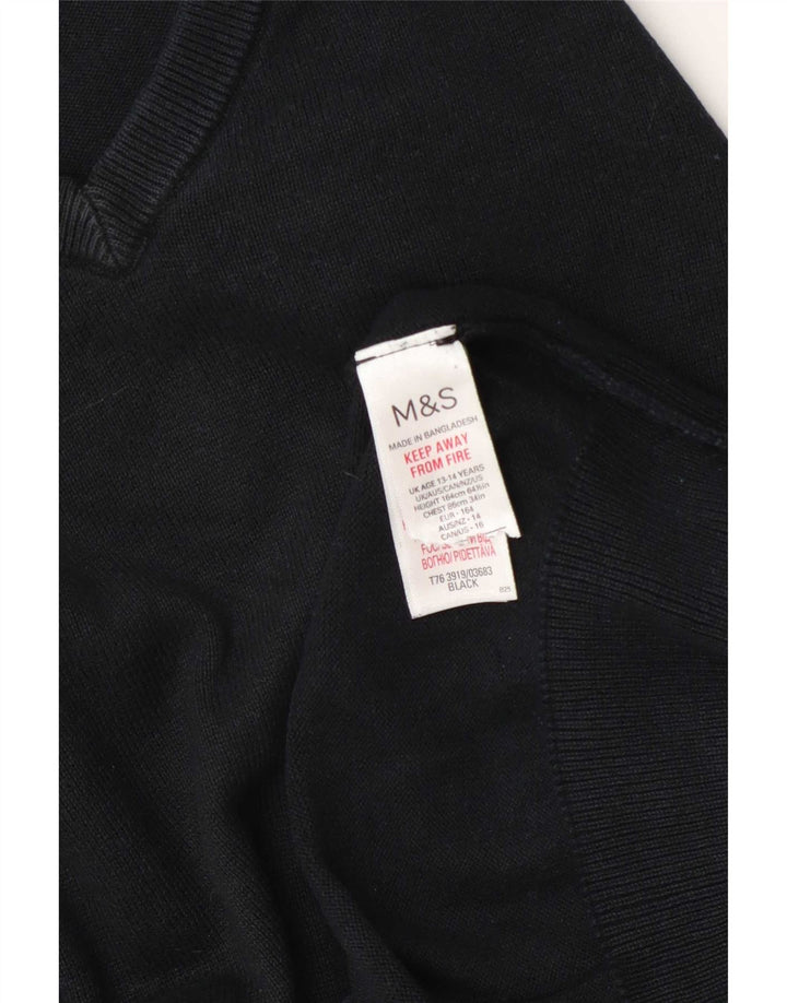 Maglione Marks & Spencer da bambino con scollo a V 13-14 anni in cotone nero