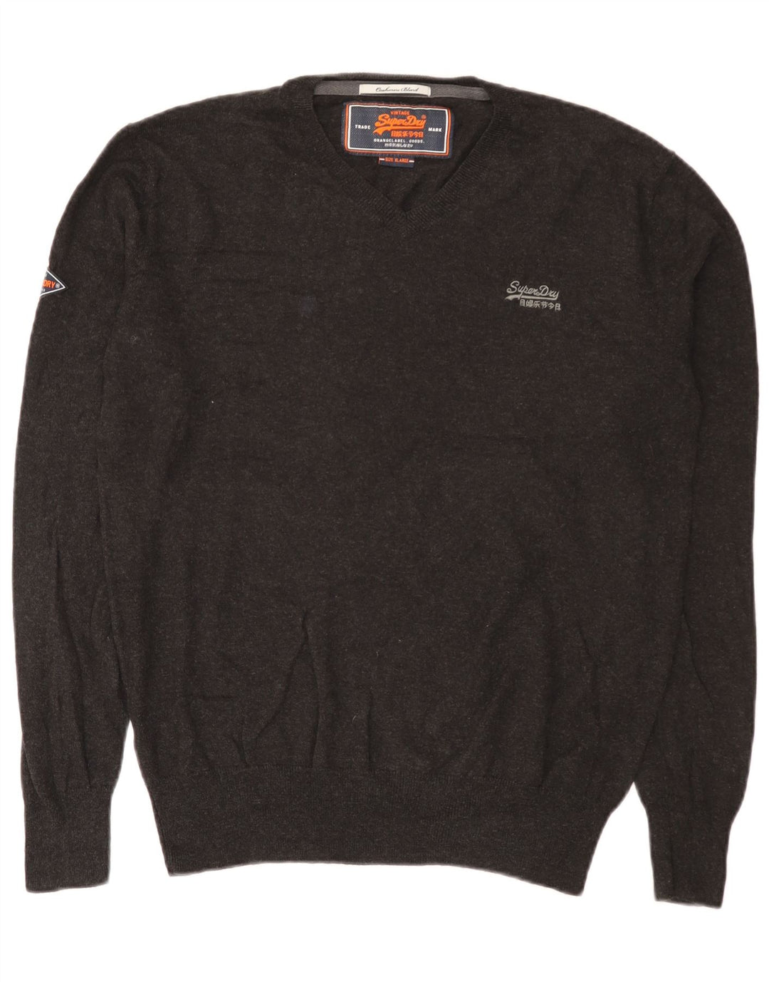 Maglione da uomo con scollo a V Superdry XL in cotone grigio