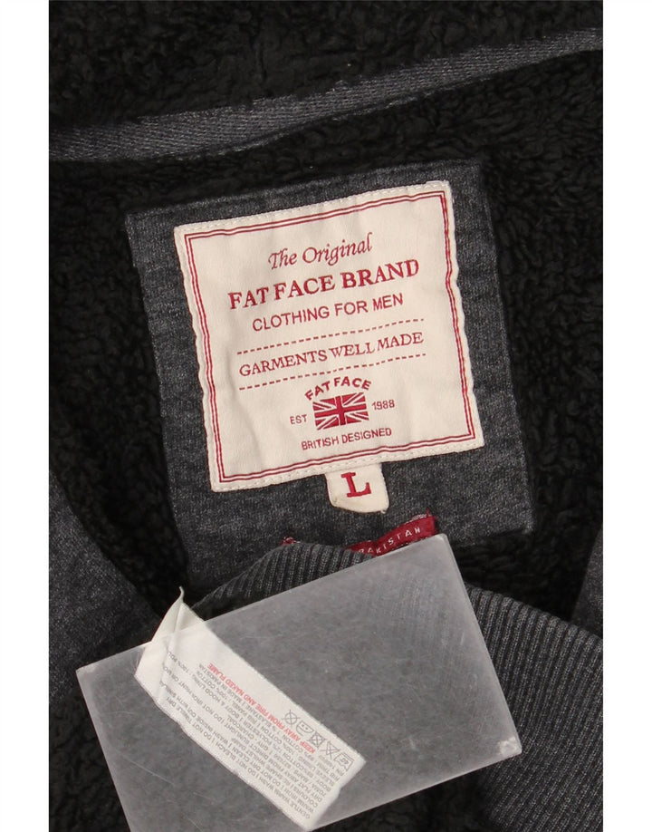 Maglione con cappuccio e zip da uomo Fat Face grande in cotone grigio
