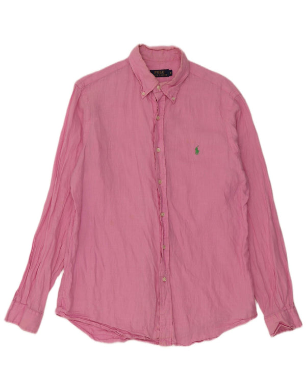 Polo Ralph Lauren Mens Shirt Medium Pink Linen