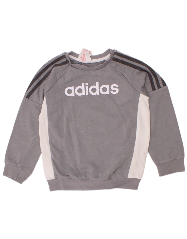 Felpa grafica Adidas per ragazzi, 6-7 anni, cotone color block grigio