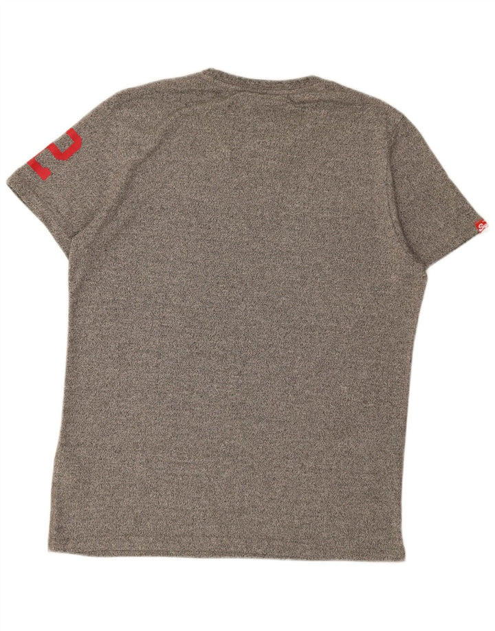 T-shirt grafica da uomo Superdry Top grande in cotone chiazzato grigio