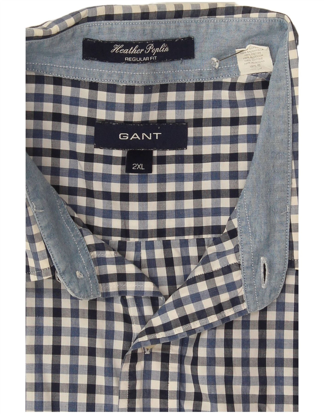 Gant Camicia da uomo a maniche corte vestibilità regolare 2XL in cotone a quadretti multicolore