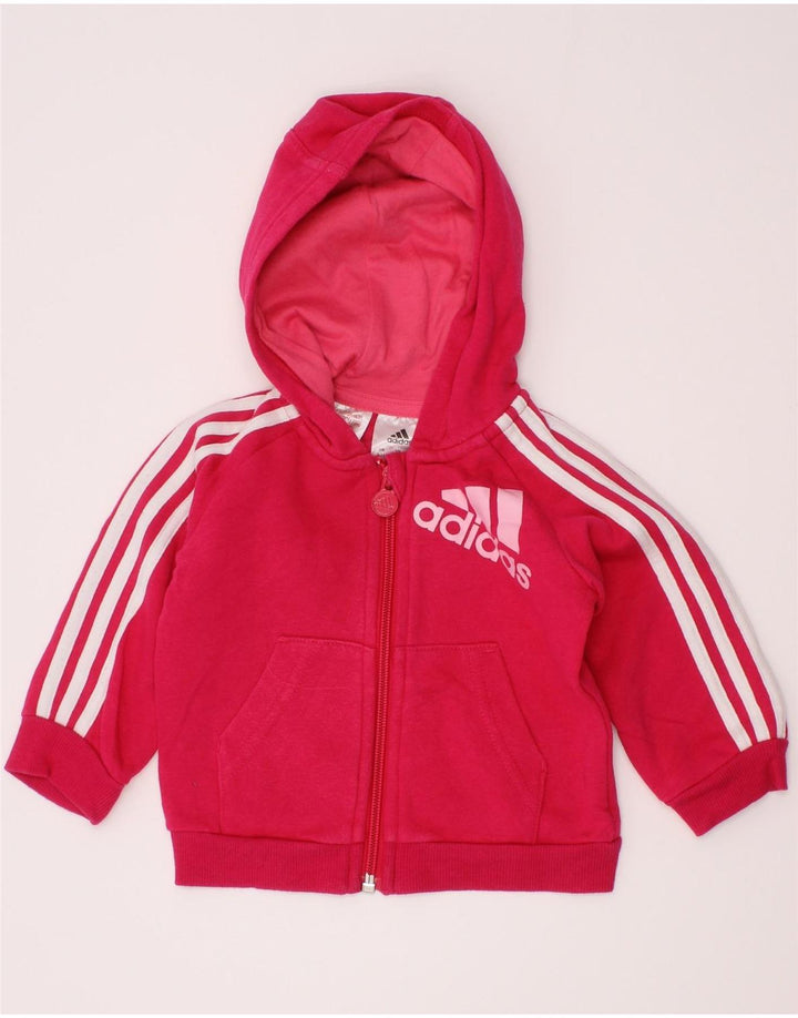 Maglione con cappuccio e zip grafica ADIDAS per neonata 3-6 mesi in cotone rosa