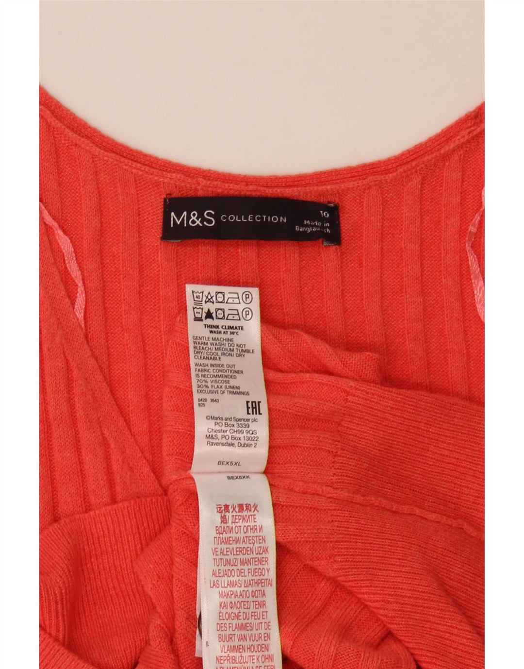 Maglione cardigan senza maniche da donna Marks & Spencer UK 10 piccolo rosso viscosa