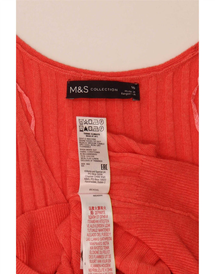 Maglione cardigan senza maniche da donna Marks & Spencer UK 10 piccolo rosso viscosa