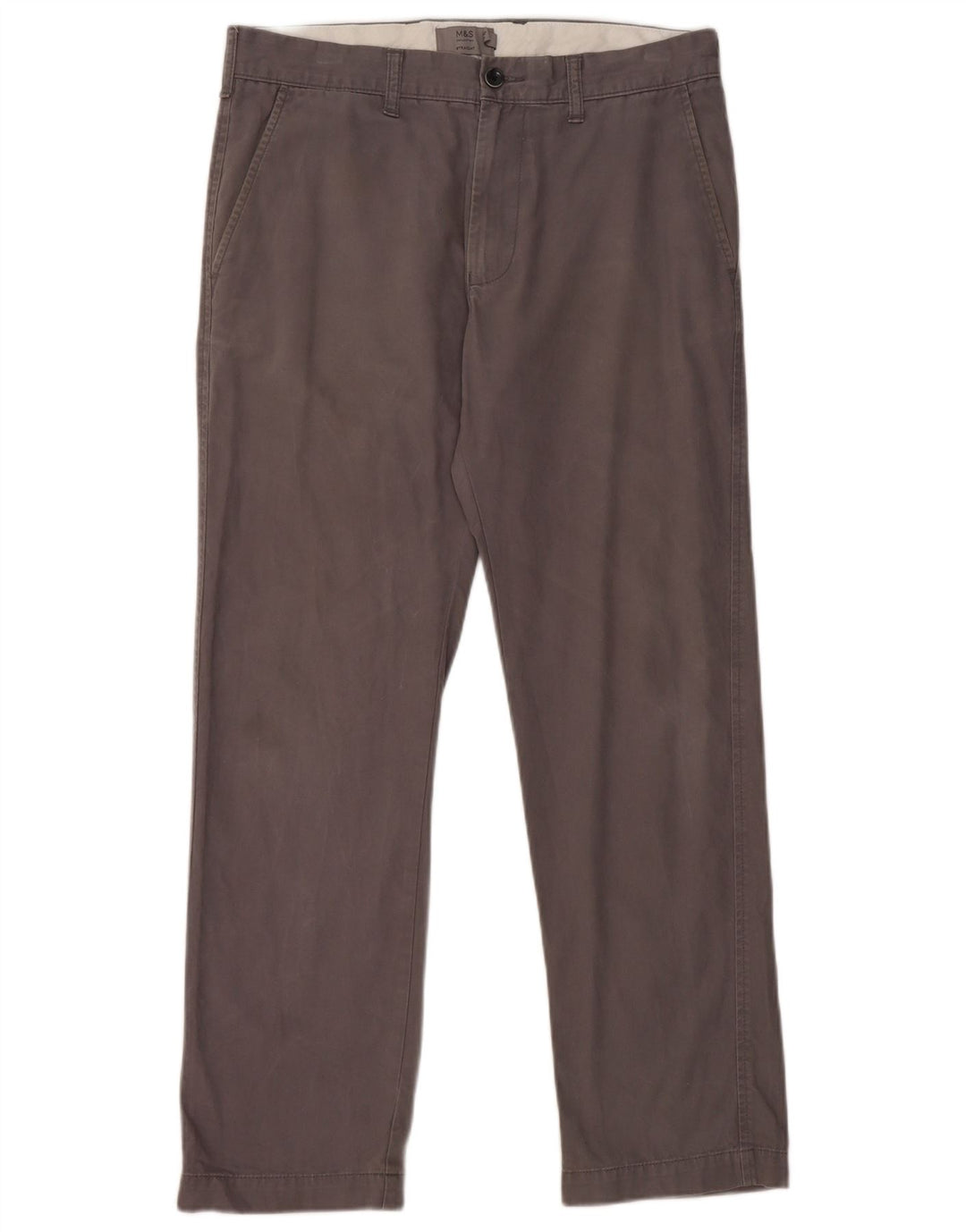 Pantaloni chino dritti da uomo Marks & Spencer W32 L29 cotone grigio
