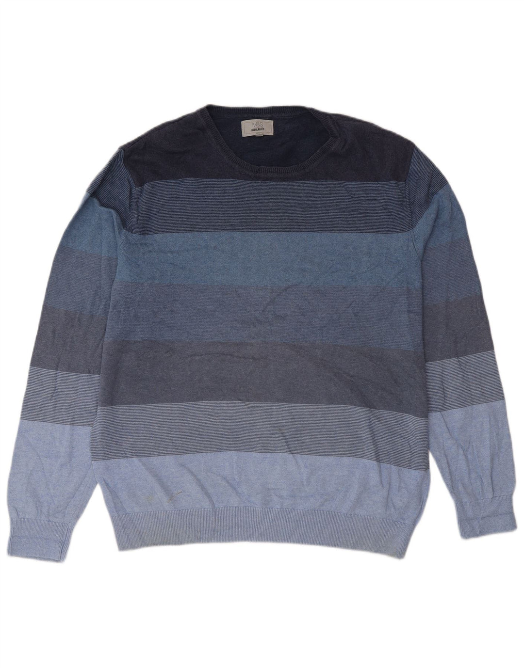 Maglione maglione girocollo da uomo Marks & Spencer a righe grandi blu