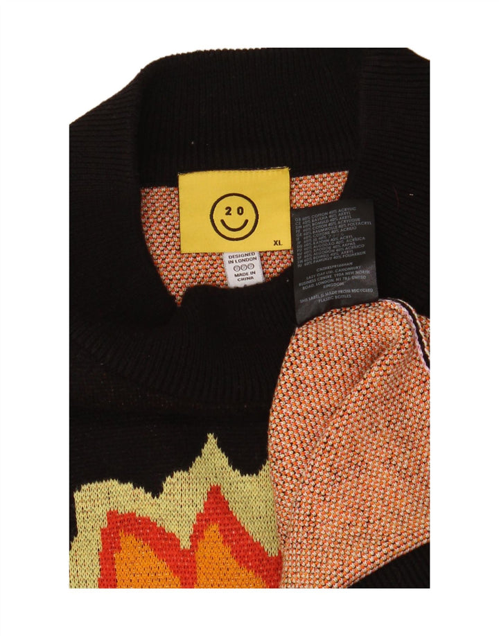 LAZY OAF Maglione da uomo oversize con collo dolcevita e teschio XL in cotone nero