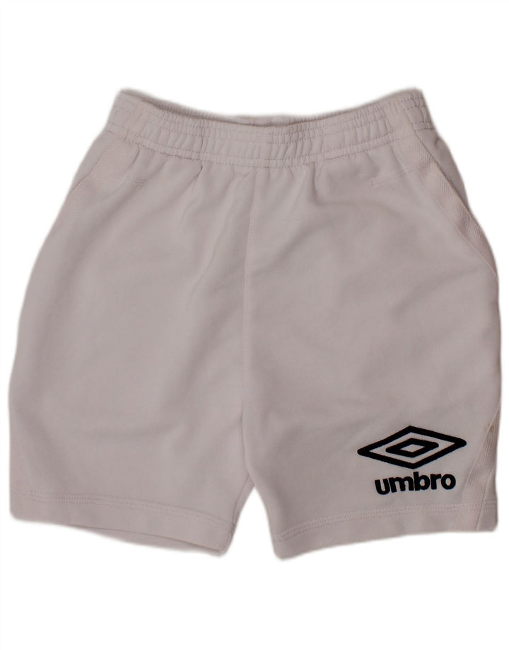 Pantaloncini sportivi grafici da ragazzo UMBRO 8-9 anni bianchi
