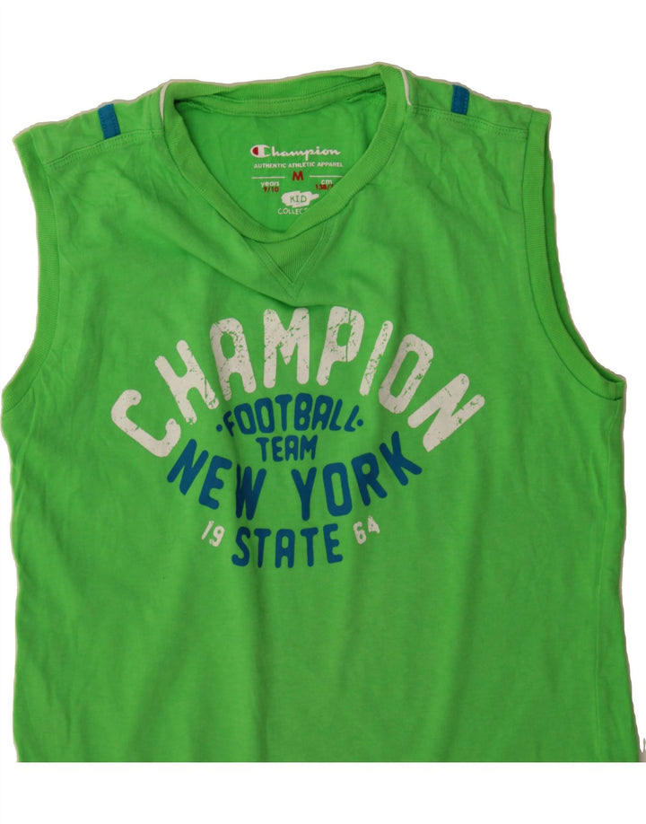 CHAMPION Boys Graphic Vest Top 9-10 Years Medium Green Cotton Vintage Champion and Second-Hand Champion from Messina Hembry 