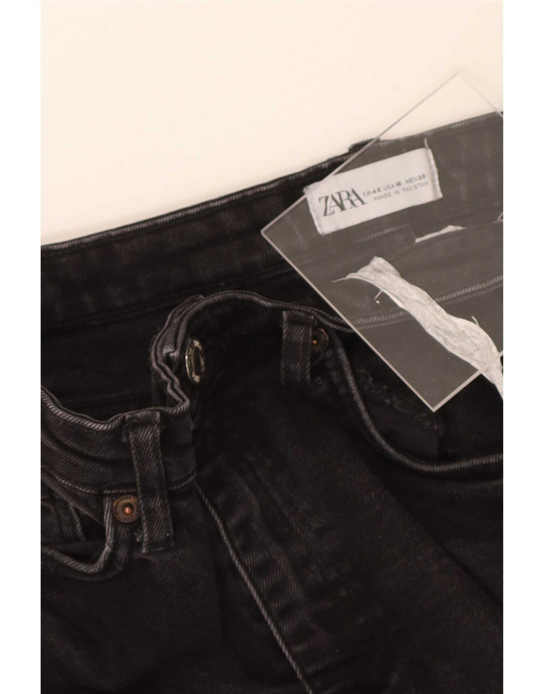 Jeans svasati da donna Zara EU 42 Large W32 L30 cotone nero