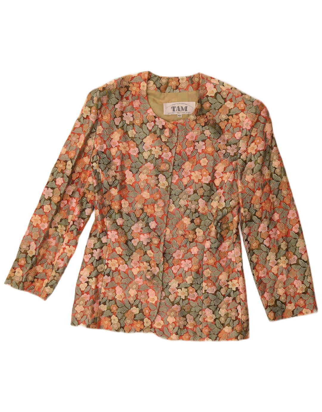 Giacca blazer vintage da donna a 5 bottoni IT 42 floreale multicolore medio