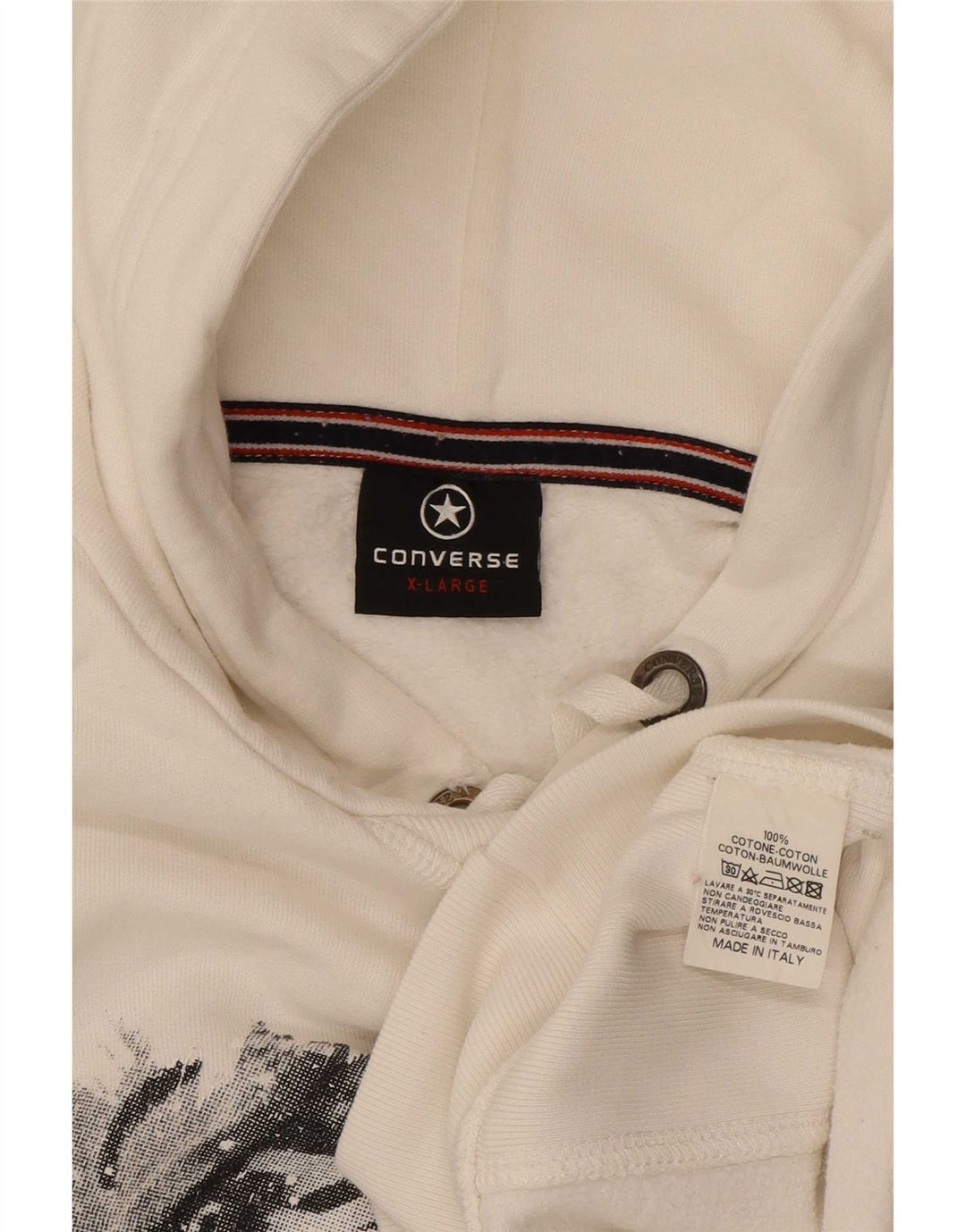 Felpa con cappuccio grafica da uomo Converse XL in cotone bianco