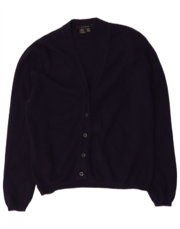 Maglione cardigan da donna Zara UK 14 grande lana blu navy