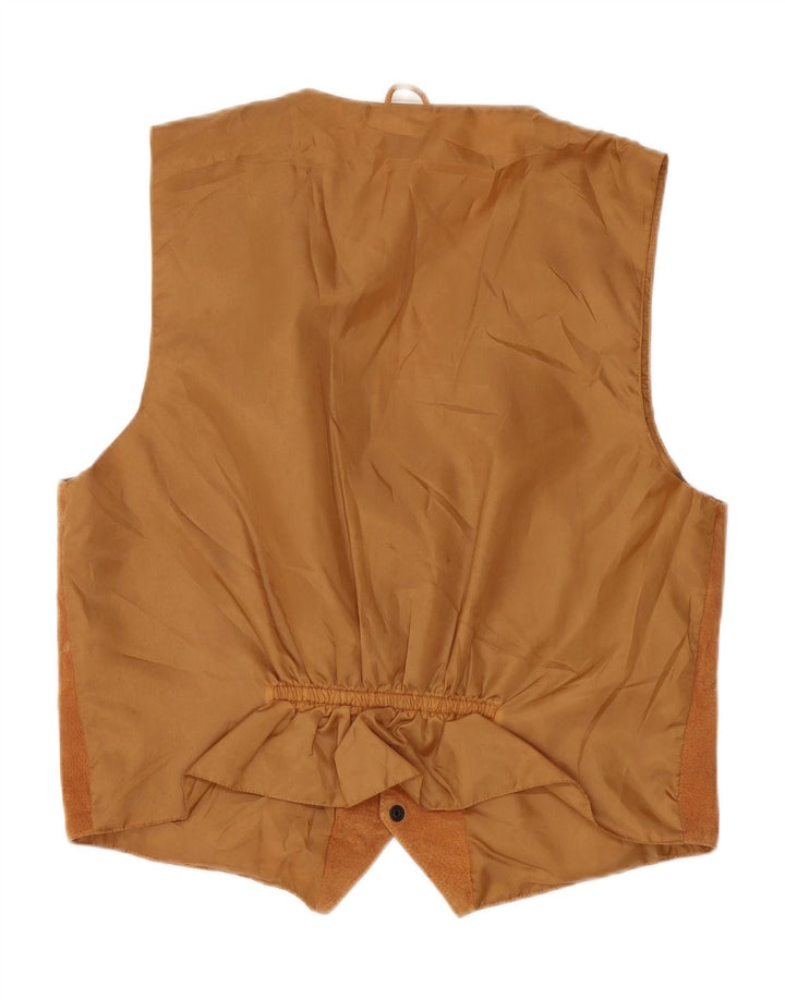 Gilet vintage da uomo in pelle scamosciata XL in pelle marrone