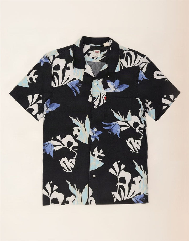 Camicia a maniche corte rilassata da uomo Levi's piccola in lycra floreale nera