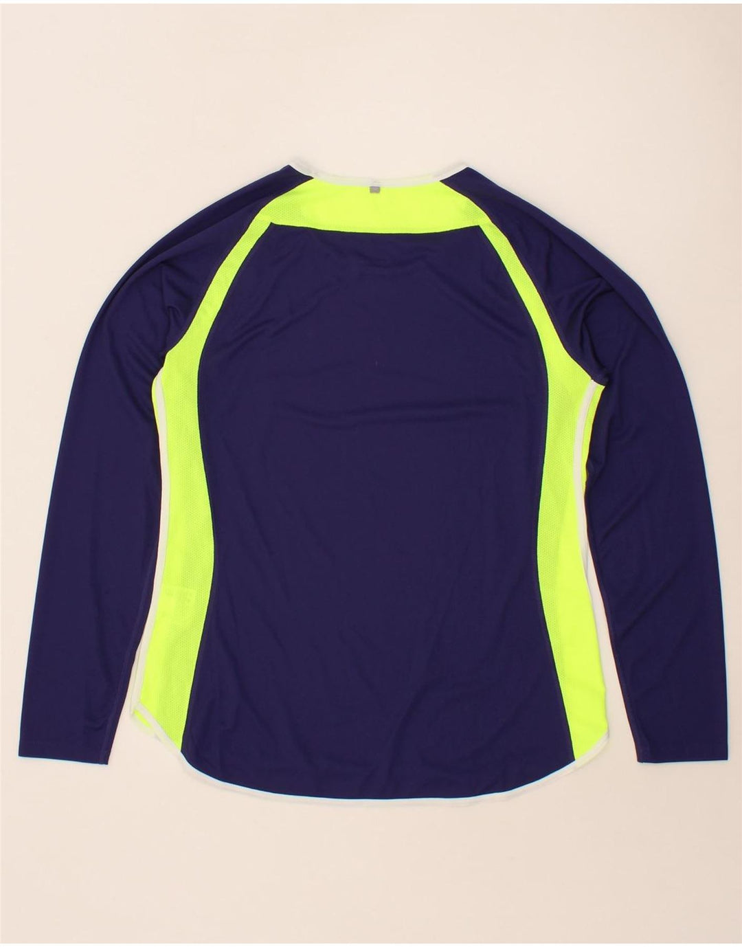 NIKE Womens Dri Fit Top Long Sleeve UK 16 Large Blue Colourblock Polyester Vintage Nike and Second-Hand Nike from Messina Hembry 