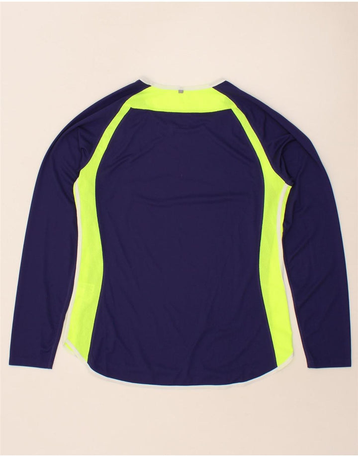 NIKE Womens Dri Fit Top Long Sleeve UK 16 Large Blue Colourblock Polyester Vintage Nike and Second-Hand Nike from Messina Hembry 