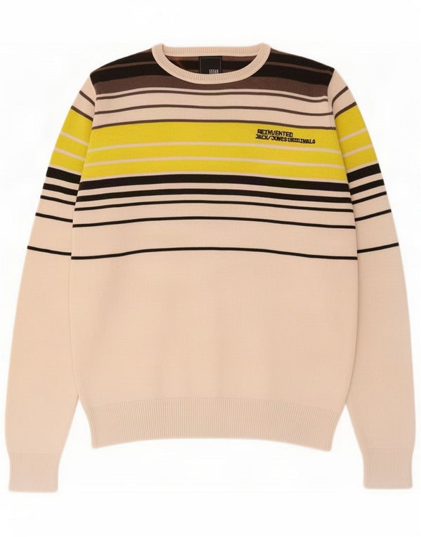 Jack & Jones Maglione da uomo con scollo a barchetta piccolo a righe multicolore