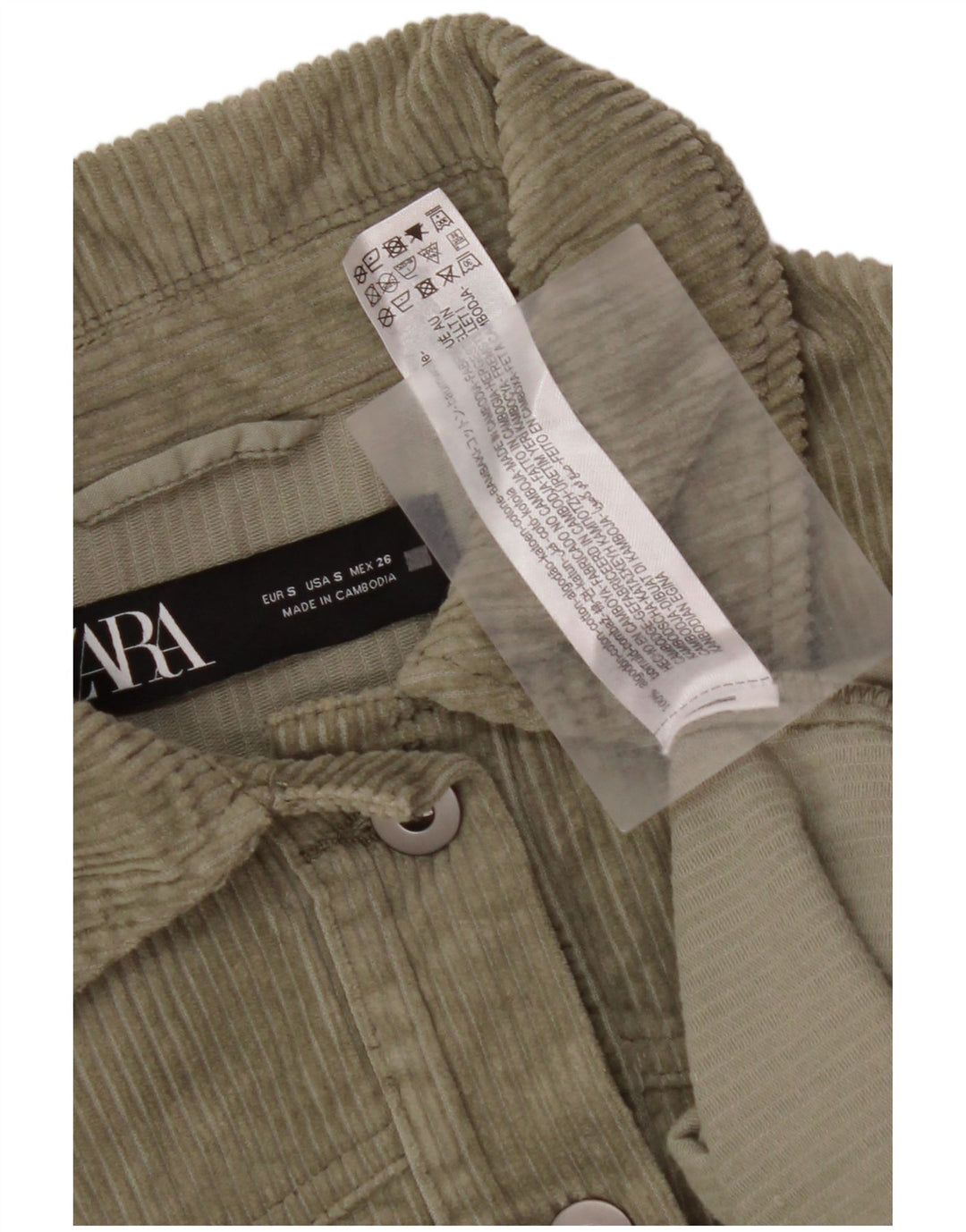 Camicia da donna in velluto a coste oversize ZARA UK 10 piccola in cotone verde