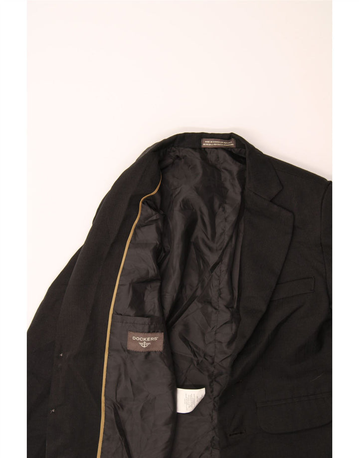 DOCKERS Boys 2 Button Blazer Jacket 6-7 Years Black Polyester Vintage Dockers and Second-Hand Dockers from Messina Hembry 