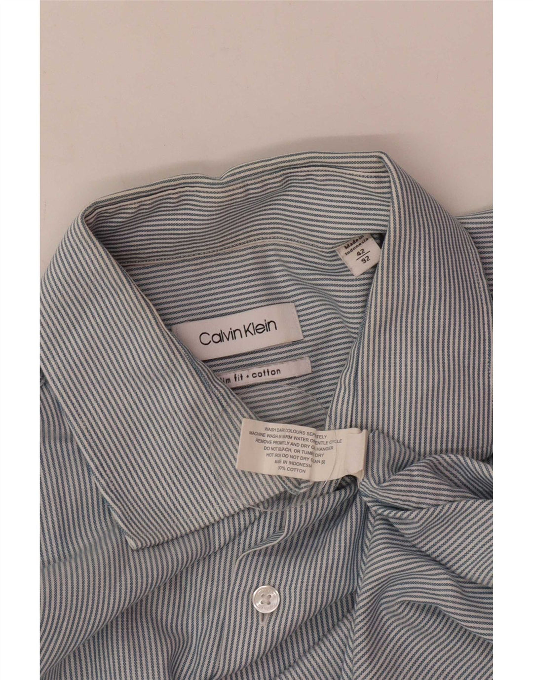 Camicia da uomo Calvin Klein in cotone gessato blu medio