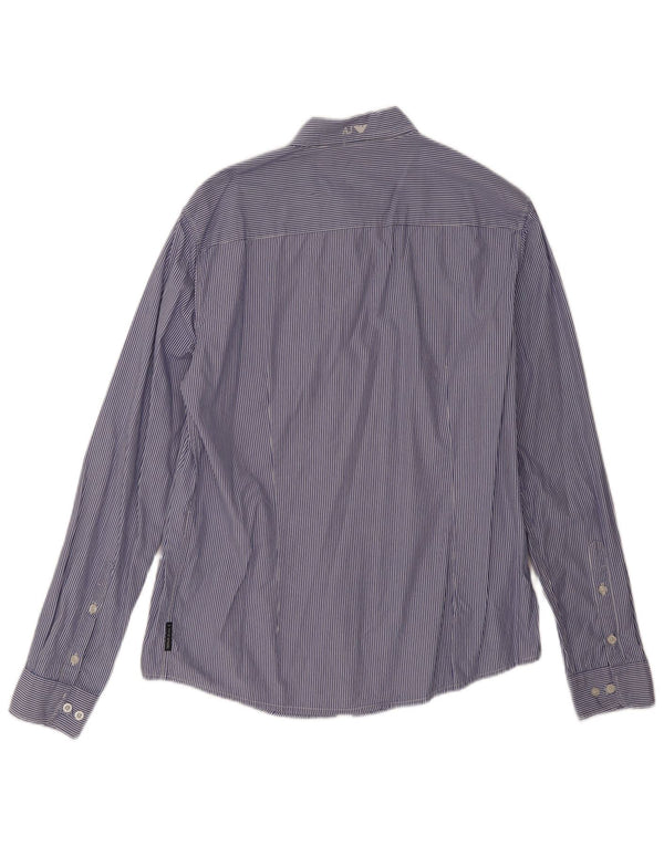 Camicia Aderente Ragazzo Armani Jeans 15-16 Anni 2XL Cotone Gessato Blu